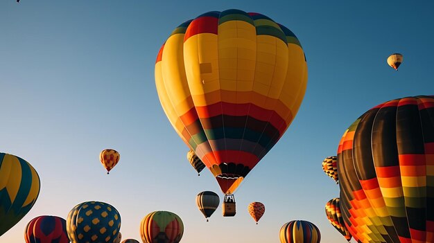 Des montgolfières volent dans le ciel.