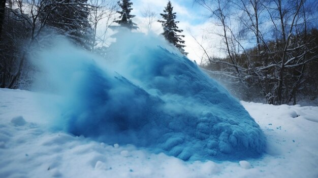 Monticule de neige bleu dans la neige