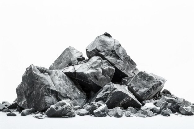 Photo des monticules de minéraux bruts sur un fond blanc