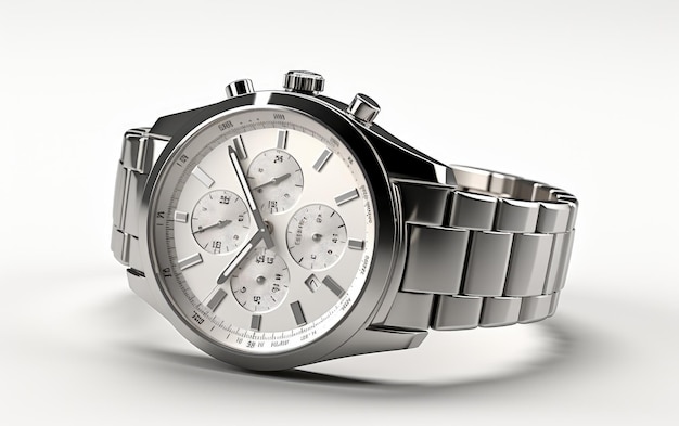 Photo montre en acier de marque sur fond blanc ou png transparent