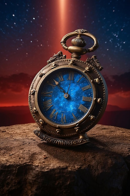 Une montre de poignet en bronze mystique dans le ciel nocturne impétueux