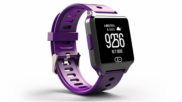 Montre Smart Tracker violet isolé sur fond blanc