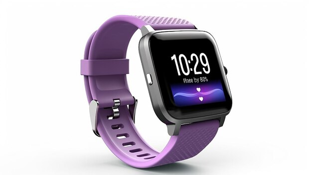 Montre Smart Tracker violet isolé sur fond blanc