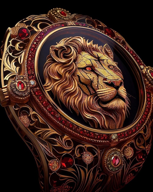 Une montre avec une tête de lion dessus