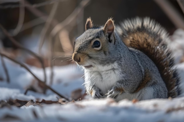 Montréal Canada39s Écureuil gris de l'Est assis sur la neige