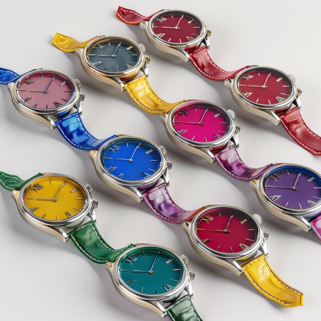 Montres à cadran coloré isolé