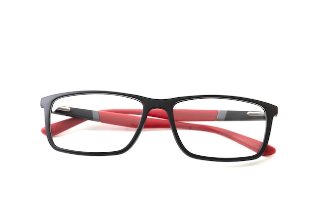 Monture de lunettes en plastique avec inserts rouges