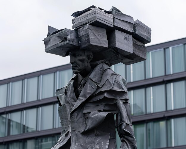 Monument au bureaucrate inconnu un hommage voilé d'ironie une figure sans visage portant le poids de la paperasserie