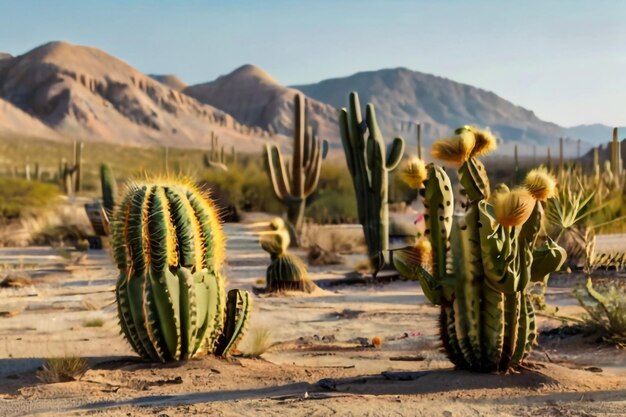 Monument national du cactus de pipe d'orgue de l'Arizona Saguaro Cactus Carnegiea gigantean au crépuscule