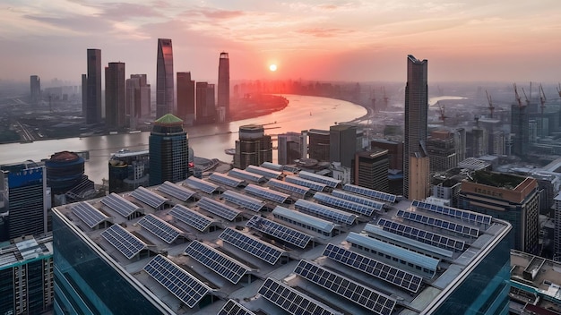 Monuments du paysage urbain de Chongqing et panneaux solaires