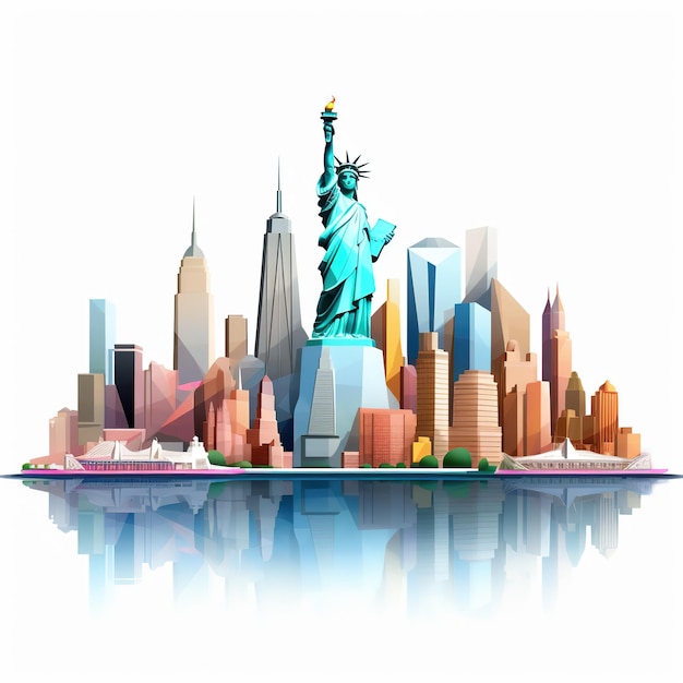 Monuments de Lower Manhattan New York City Architecture et concept de construction Generative Ai