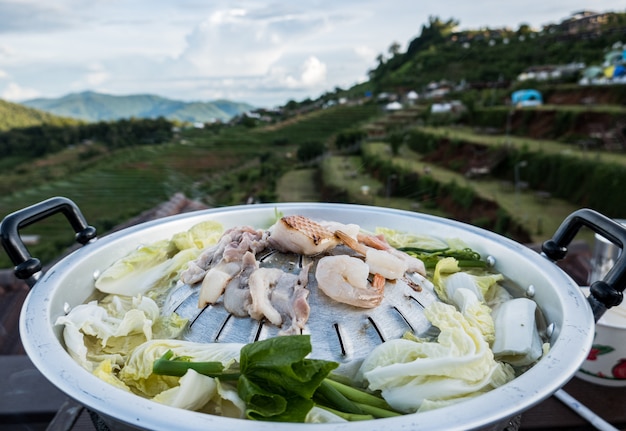 Moo-gata Pork pan. BBQ Thaï Traditionnel