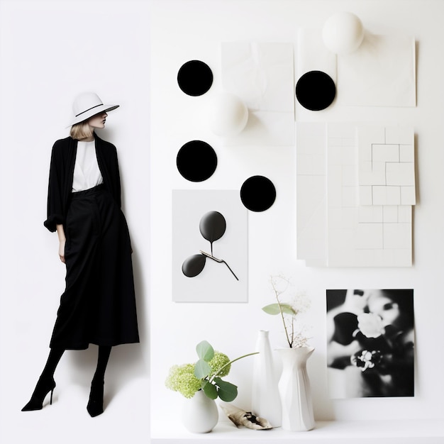 Moodboard noir et blanc minimaliste et élégant