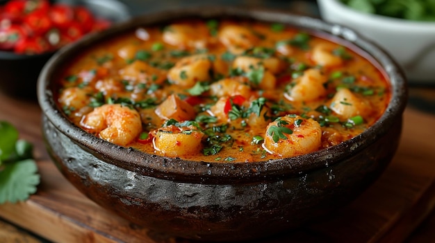 Moqueca Capixaba brésilienne dans un pot en argile traditionnel