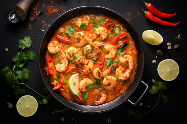 Moqueca de ragoût de cuisine brésilienne traditionnelle avec de délicieux ingrédients