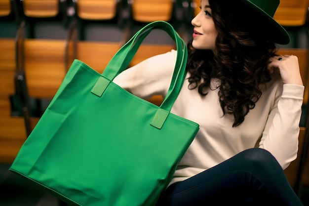 Photo la moquette du sac de tote du jour de saint-patrick est une moquette de sac de st. patrick en blanc vert.