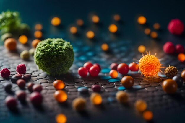 Photo un morceau de broccoli est posé sur une planche avec un morceaux de fruit dessus.