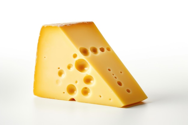 Morceau de fromage jaune isolé sur fond blanc