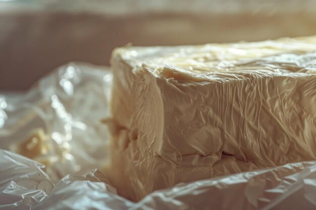 Photo un morceau de fromage sur un morceau d'aluminium parfait pour la nourriture et les projets liés à la cuisine