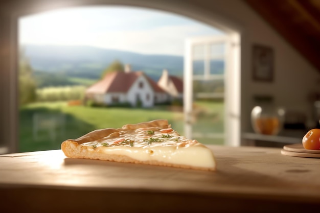 Un morceau de fromage mozzarella qui fond sur une pizza