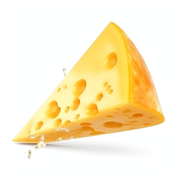 Un morceau de fromage avec des trous et le mot fromage dessus.