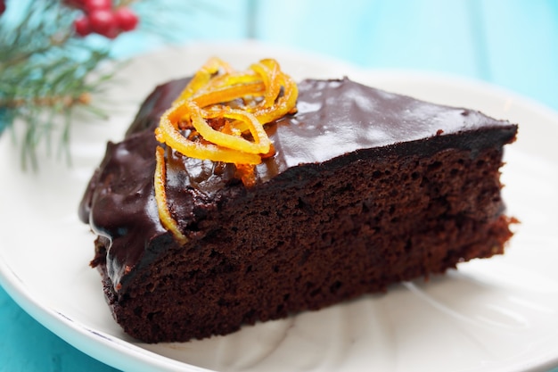 Morceau de gâteau au chocolat