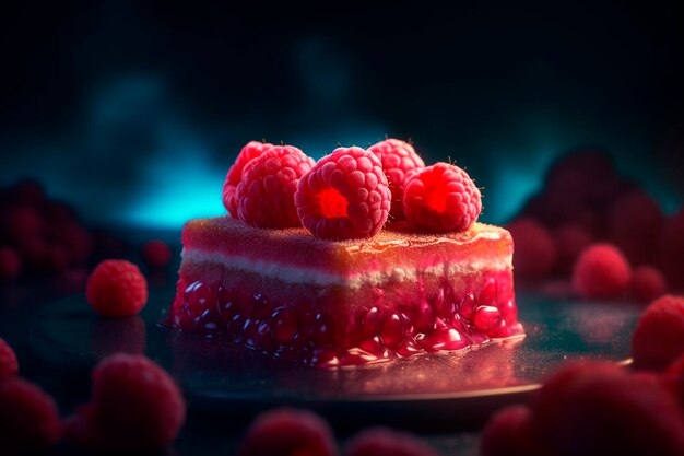 Morceau de gâteau aux framboises Generative AI