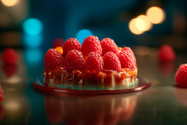 Morceau de gâteau aux framboises Generative AI