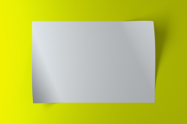 Un morceau de papier blanc avec des bords incurvés sur fond vert image de rendu 3D