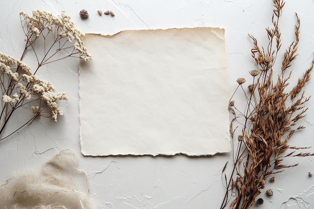 Un morceau de papier blanc avec une fleur dessus.