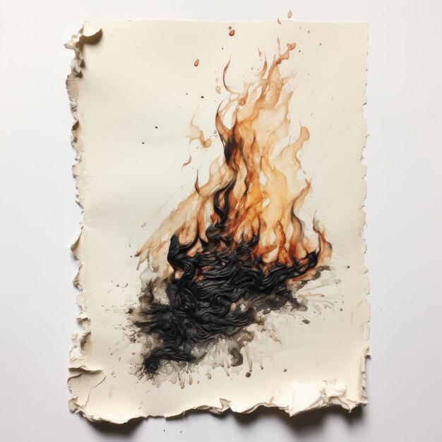 Photo un morceau de papier avec une flamme dessinée dessus