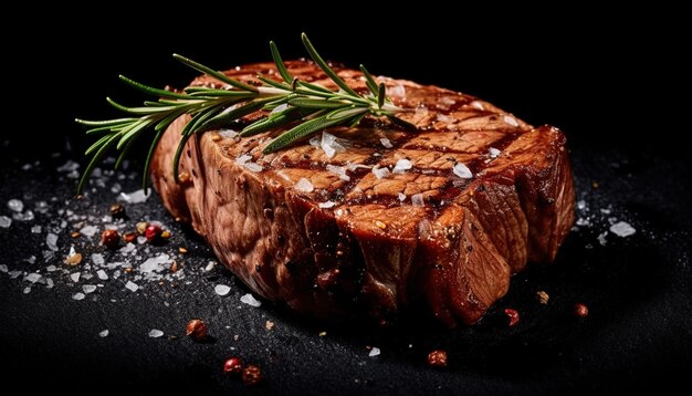 Photo un morceau de steak avec de l'ananas et des épices