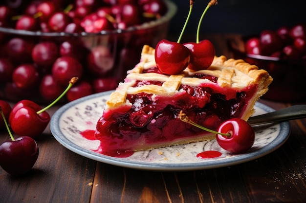 Photo un morceau de tarte aux cerises