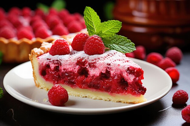 Photo un morceau de tarte aux framboises