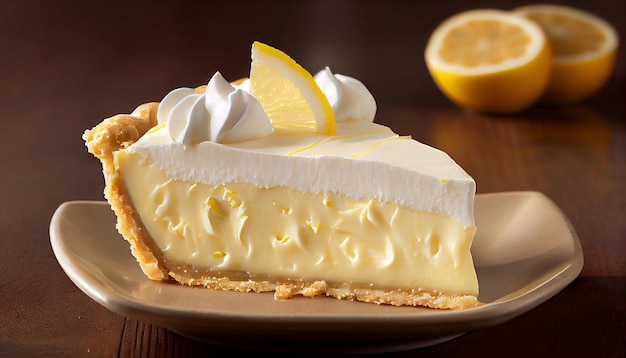 Un morceau de tarte à la crème au citron