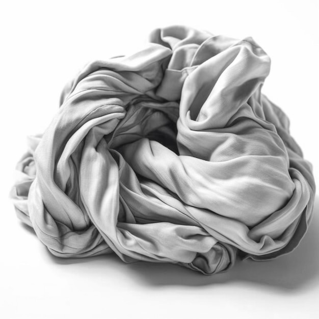 Un morceau de tissu gris est recouvert d'un fond blanc.