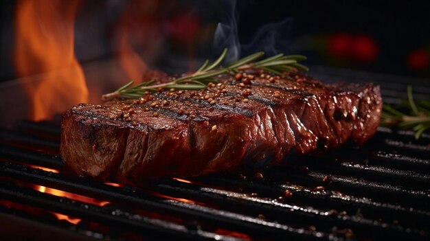 Photo un morceau de viande sur un gril