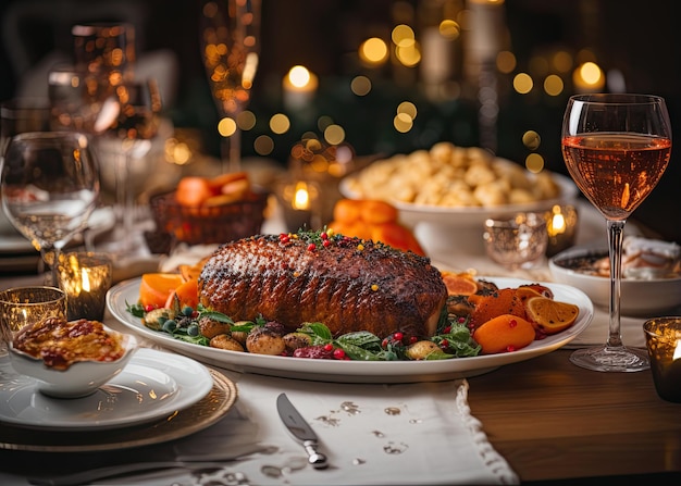 Un morceau de viande sur la table de vacances