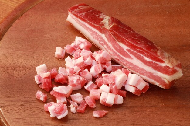 morceaux de bacon avec des lardons