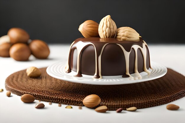 Morceaux de gâteau au chocolat liquide et cacahuètes