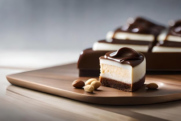 Morceaux de gâteau au chocolat liquide et cacahuètes