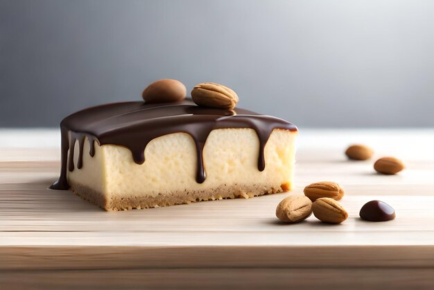 Morceaux de gâteau au chocolat liquide et cacahuètes