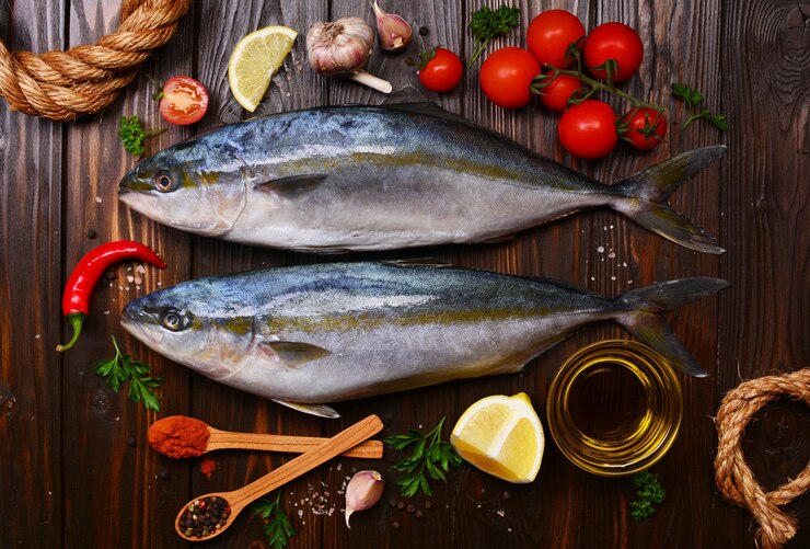 Morceaux de poisson (japonais) et légumes