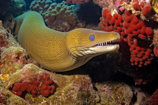 La morène nage sous la mer