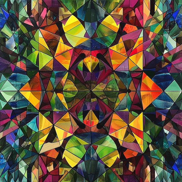 une mosaïque colorée de carrés avec un motif géométrique de différentes couleurs