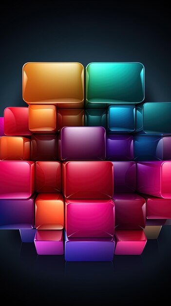 Photo une mosaïque colorée de cubes de verre avec le mot le mot sur le fond