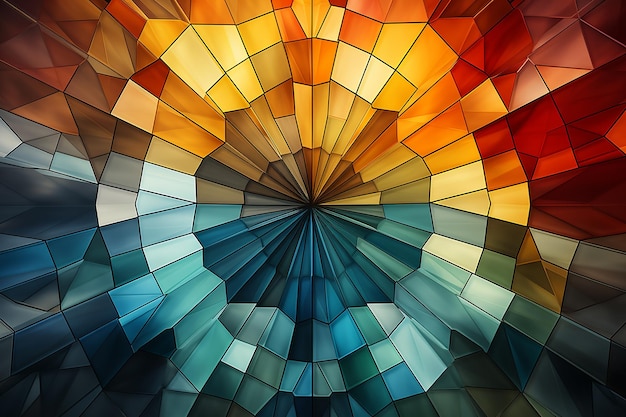 Une mosaïque colorée d'un verre de couleur arc-en-ciel.
