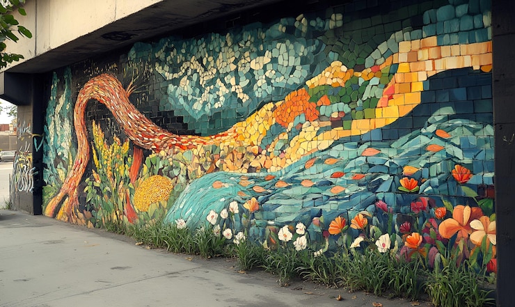 Photo une mosaïque de la nature vibrante