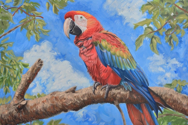 Photo une mosaïque à plumes le perroquet coloré