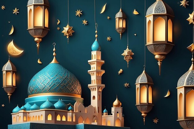Une mosaïque réaliste de l'Aïd Mubarak au mois de Ramadan